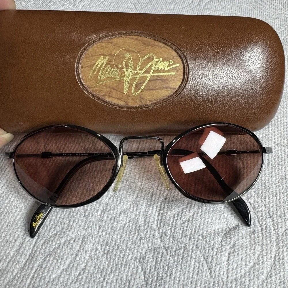 Maui Jim OAHU Flexon MJ-301-02 Gun Metal Gray Sunglasses Made In Japan RARE